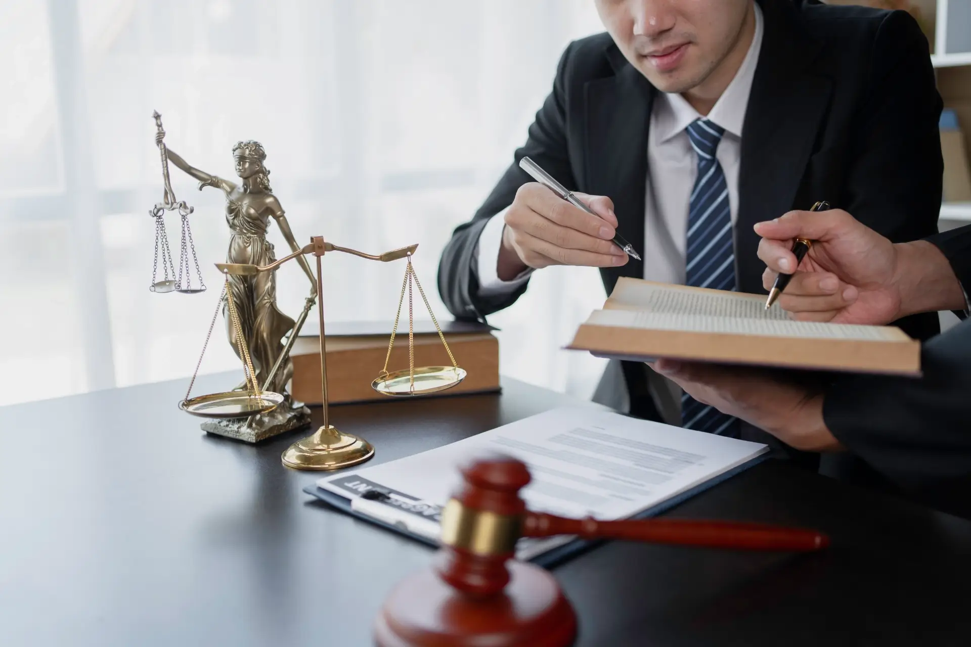 Professional notary signing a document
