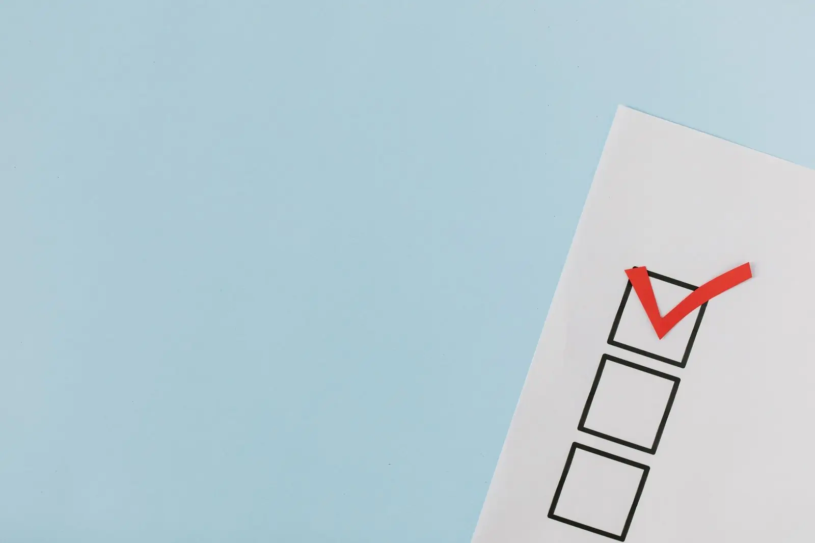 Checklist with the first box ticked in red
