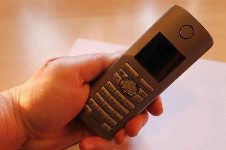 Hand holding a cordless phone